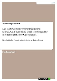 Das Netzwerkdurchsetzungsgesetz (NetzDG). Bedrohung oder Sicherheit für die demokratische Gesellschaft? - Jonas Gagelmann - E-Book