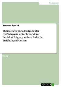 Thematische Inhaltsangabe der NS-Pädagogik unter besonderer Berücksichtigung außerschulischer Erziehungsinstanzen - Vanessa Specht - E-Book