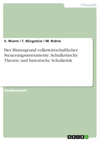 Der Hintergrund volkswirtschaftlicher Steuerungsinstrumente: Schulkritische Theorie und historische Schulkritik - S. Wurm - E-Book