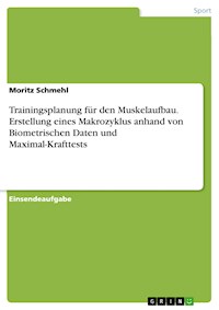 Trainingsplanung für den Muskelaufbau. Erstellung eines Makrozyklus anhand von Biometrischen Daten und Maximal-Krafttests - Moritz Schmehl - E-Book