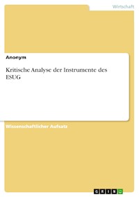 Kritische Analyse der Instrumente des ESUG - - E-Book