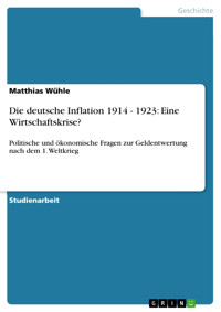 Die deutsche Inflation 1914 - 1923: Eine Wirtschaftskrise? - Matthias Wühle - E-Book