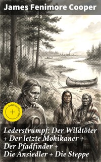 Lederstrumpf: Der Wildtöter + Der letzte Mohikaner + Der Pfadfinder + Die Ansiedler + Die Steppe - James Fenimore Cooper - E-Book