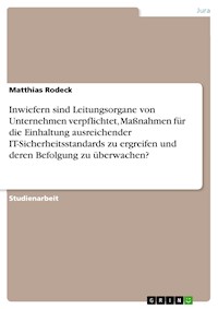 Inwiefern sind Leitungsorgane von Unternehmen verpflichtet, Maßnahmen für die Einhaltung ausreichender IT-Sicherheitsstandards zu ergreifen und deren Befolgung zu überwachen? - Matthias Rodeck - E-Book