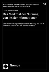 Das Merkmal der Nutzung von Insiderinformationen - Greta Sonnenschein - E-Book