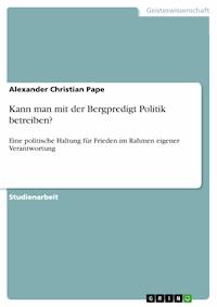 Kann man mit der Bergpredigt Politik betreiben? - Alexander Christian Pape - E-Book