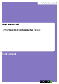 Entscheidungskriterien bei Risiko - Gero Hübenthal - E-Book