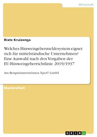 Welches Hinweisgebermeldesystem eignet sich für mittelständische Unternehmen? Eine Auswahl nach den Vorgaben der EU-Hinweisgeberrichtlinie 2019/1937 - Rixte Kruizenga - E-Book
