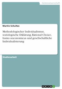 Methodologischer Individualismus, soziologische Erklärung, Rational Choice, homo oeconomicus und gesellschaftliche Individualisierung - Martin Schultze - E-Book