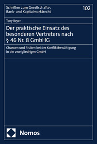 Der praktische Einsatz des besonderen Vertreters nach § 46 Nr. 8 GmbHG - Tony Beyer - E-Book