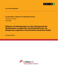Effizienz als Rechtsprinzip vor dem Hintergrund des Wettbewerbs europäischer Gesellschaftsformen am Beispiel der englischen Limited und der deutschen GmbH - Lea Larissa  Faltmann - E-Book