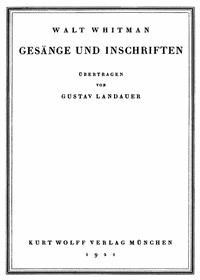 Gesänge und Inschriften - Whitman, Walt - kostenlos E-Book
