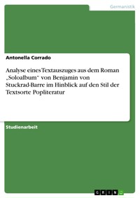 Analyse eines Textauszuges aus dem Roman „Soloalbum“ von Benjamin von Stuckrad-Barre im Hinblick auf den Stil der Textsorte Popliteratur - Antonella Corrado - E-Book