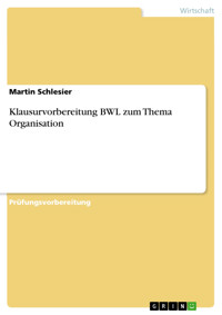 Klausurvorbereitung BWL zum Thema Organisation - Martin Schlesier - E-Book