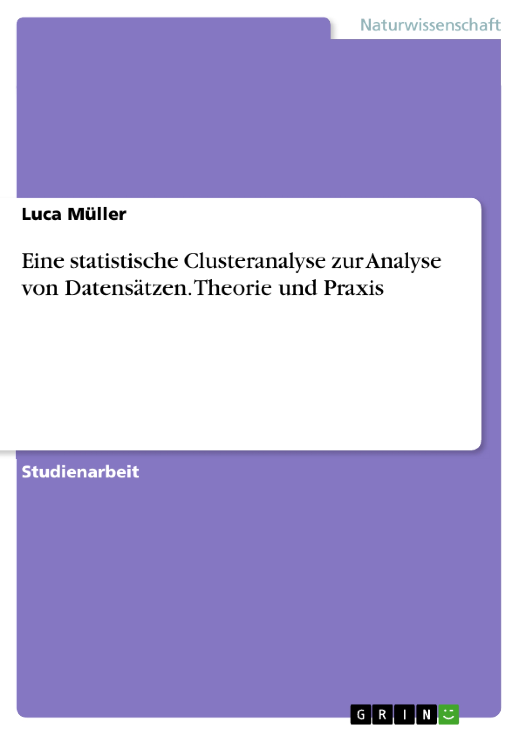 Eine statistische Clusteranalyse zur Analyse von Datensätzen. Theorie und Praxis - Luca Müller - E-Book