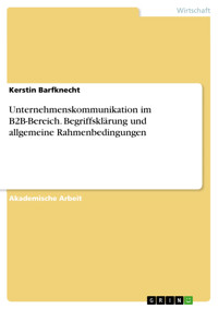 Unternehmenskommunikation im B2B-Bereich. Begriffsklärung und allgemeine Rahmenbedingungen - Kerstin Barfknecht - E-Book